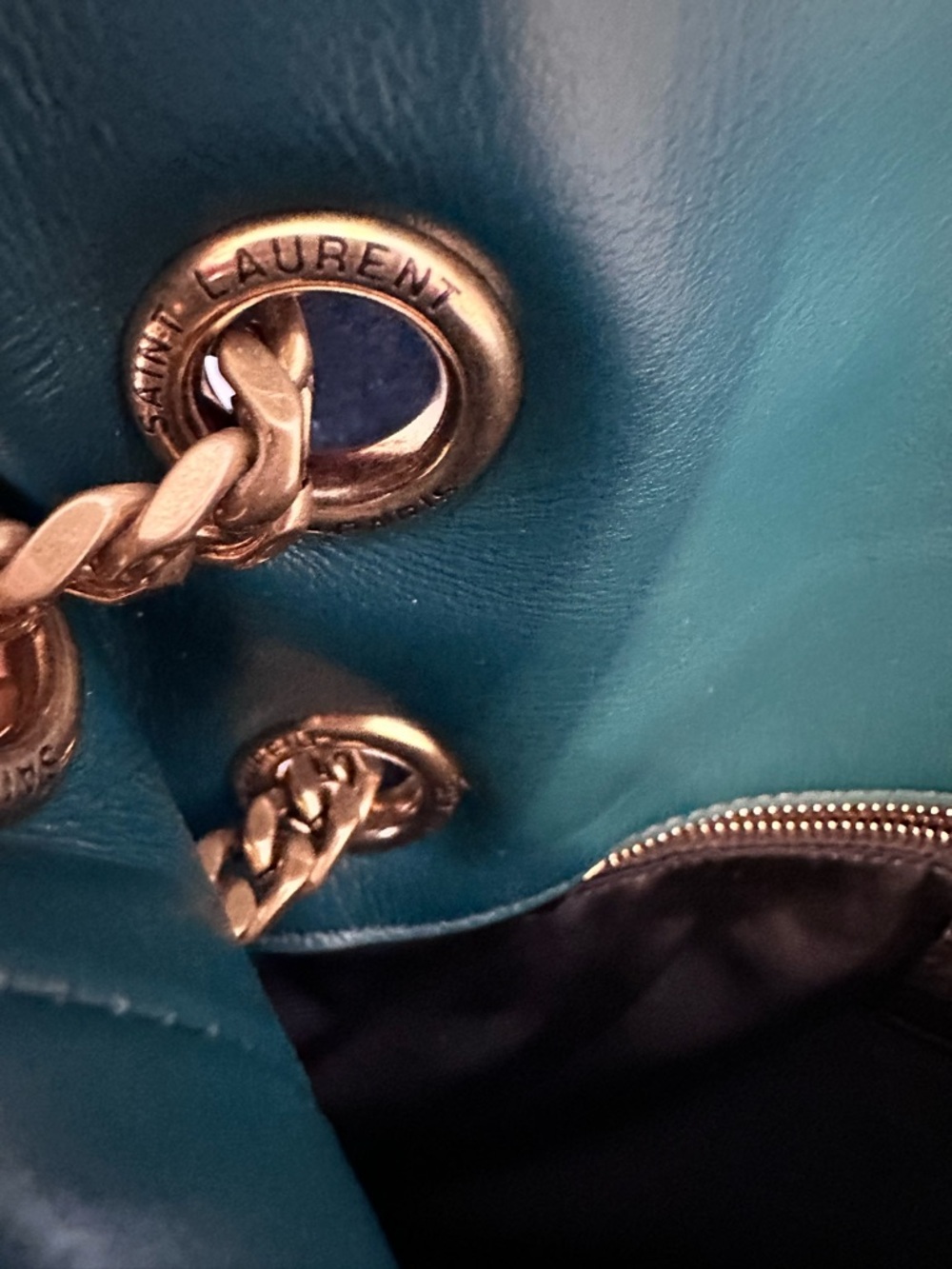 Saint Laurent Velvet Emerald Green Puffer Chain Bag - Picture 6 of 10